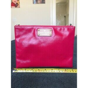 Kate Spade hot pink oilcloth coated canvas clutch